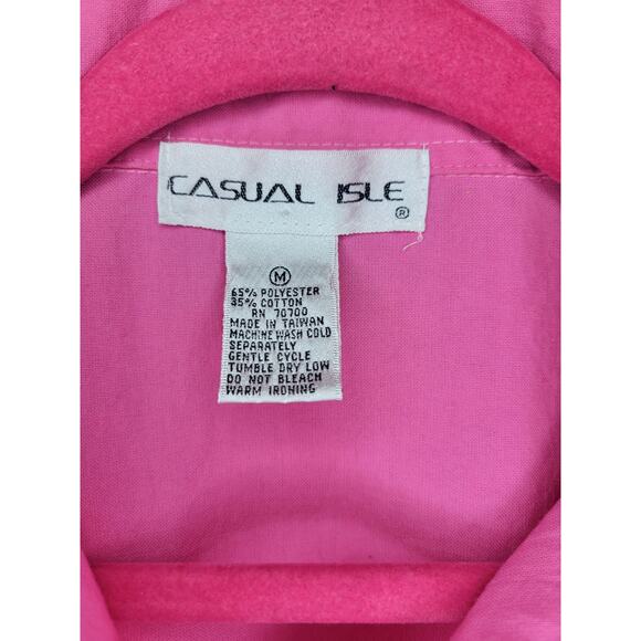 80s Casual Isle Medium pullover button up collar shirt - Picture 4 of 7